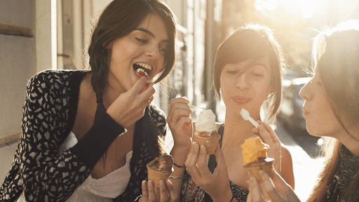 Women enjoying ice cream